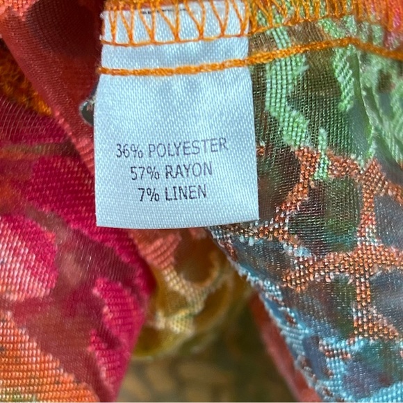 Rainbow Animal Print Top Size Medium Semi Sheer Button Blouse 3/4 Slv Leopard - Picture 7 of 10